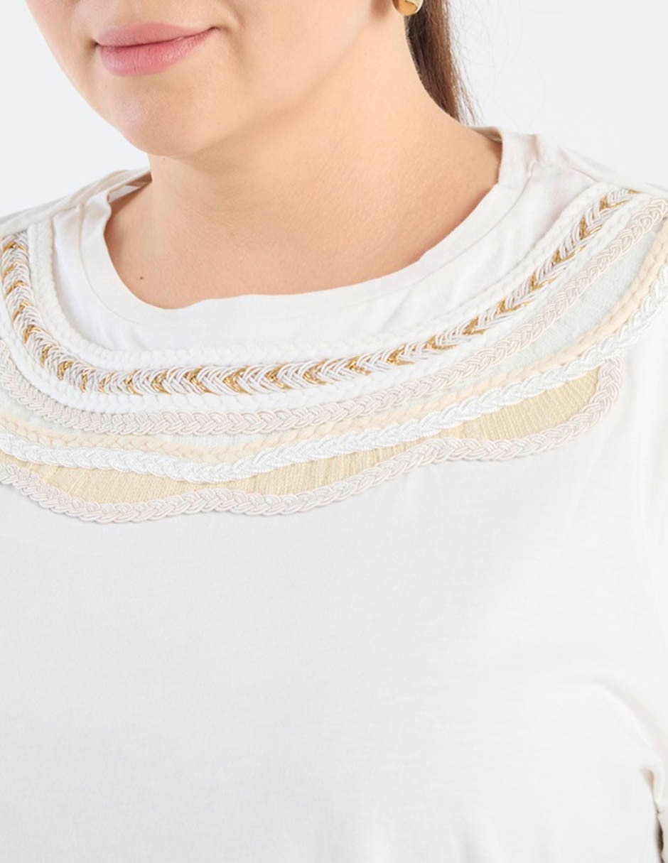 Playera manga al codo cuello redondo para mujer 4