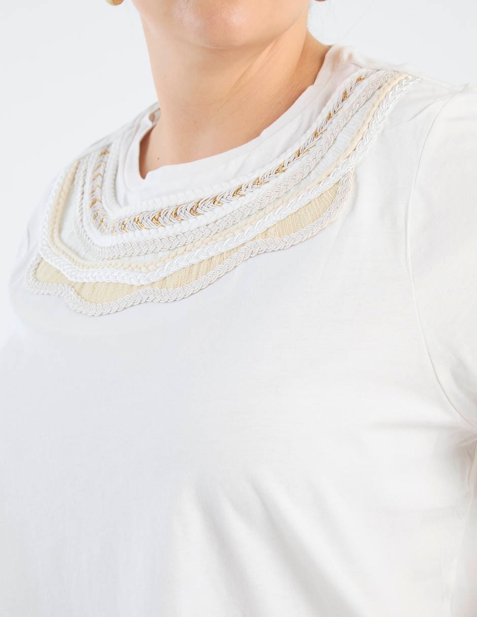 Playera manga al codo cuello redondo para mujer 5