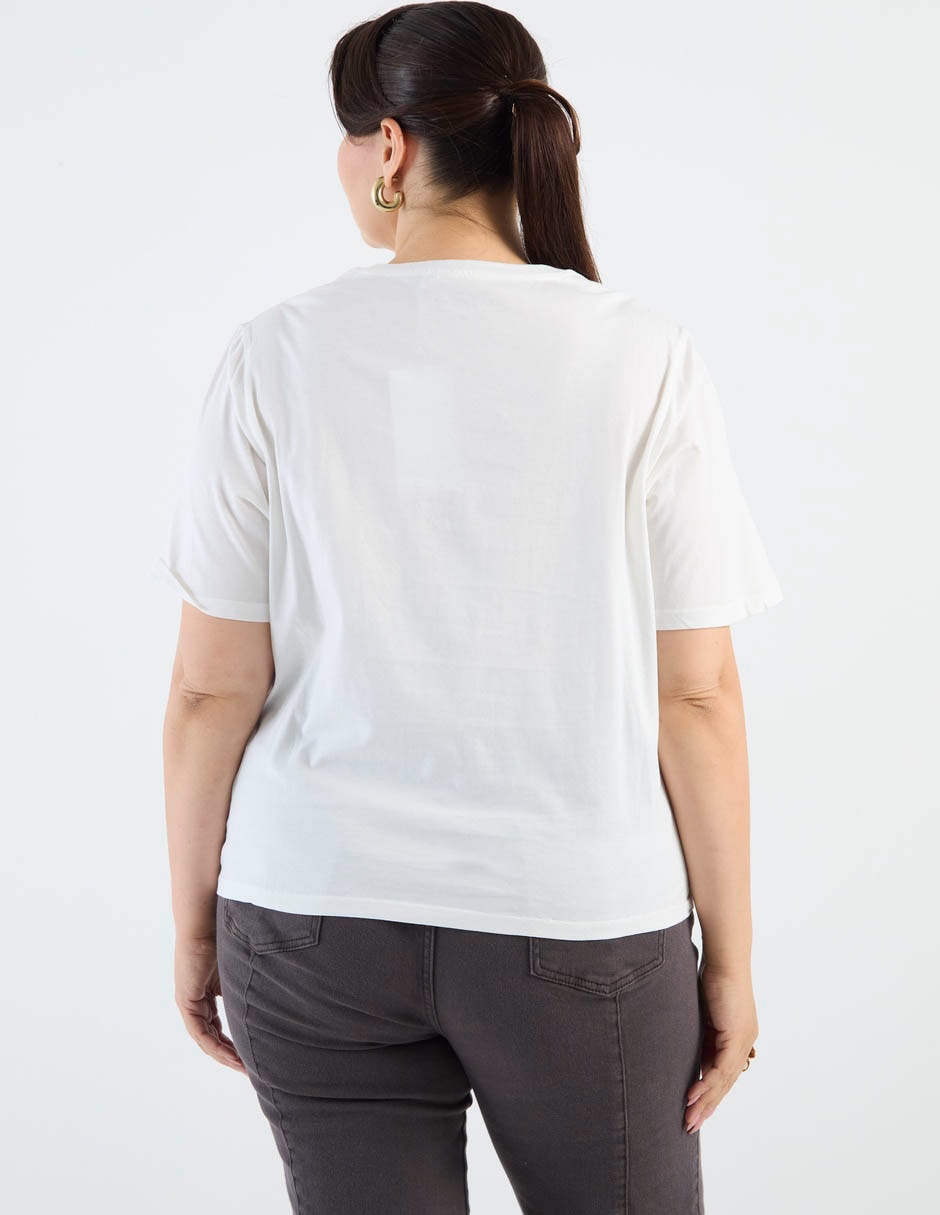 Playera manga al codo cuello redondo para mujer 6