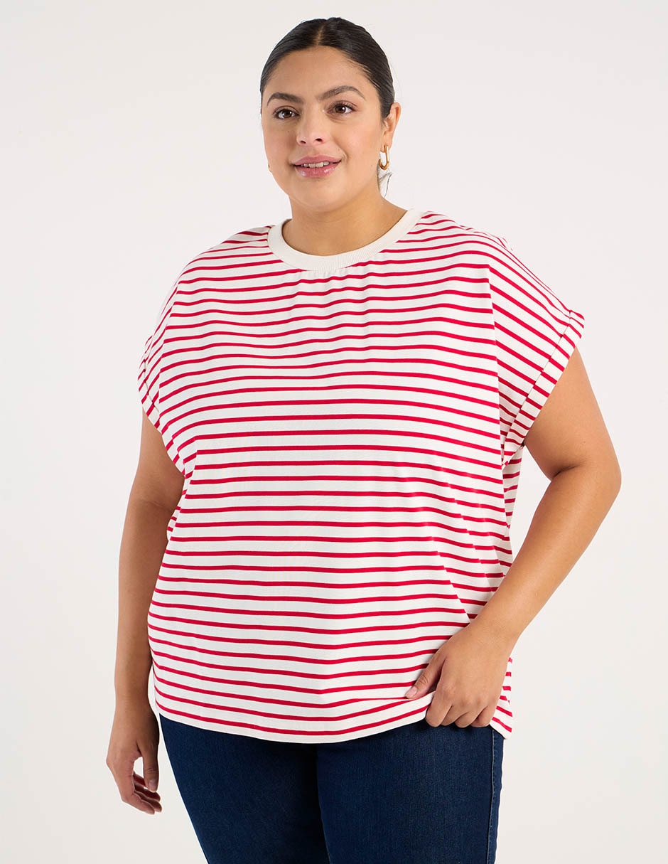 Playera manga corta Weekend Plus cuello redondo para mujer Playera manga corta Weekend Plus cuello redondo para mujer