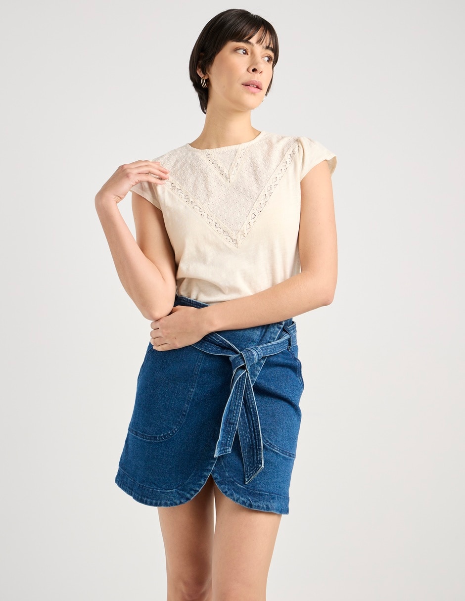 Playera manga corta cuello redondo mujer