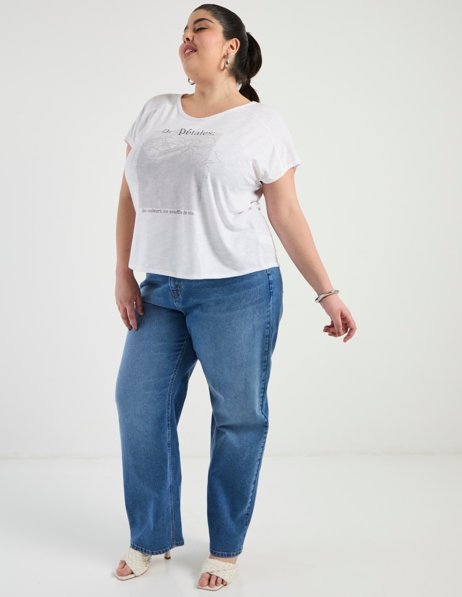 Jeans amplio cintura para mujer 2