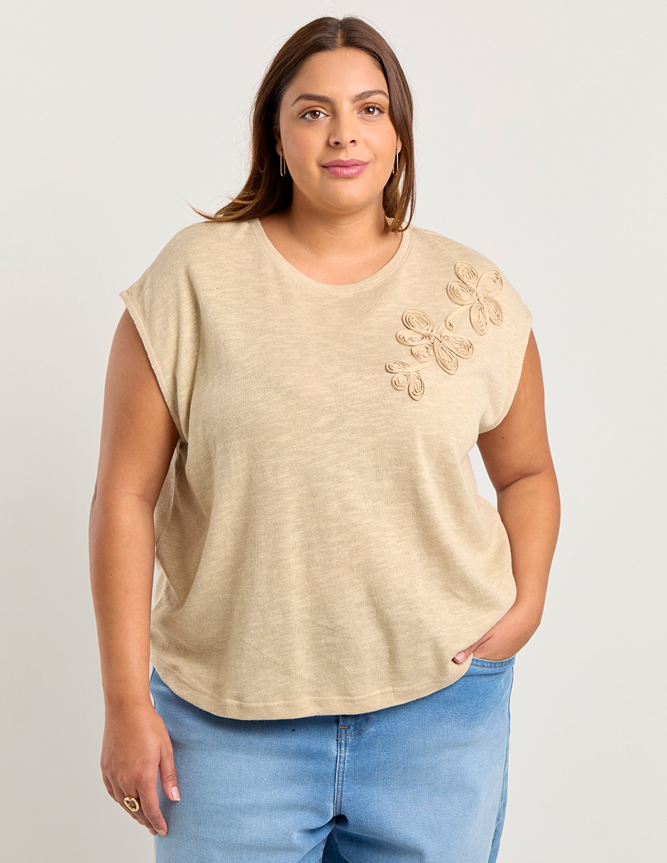 Playera manga corta cuello redondo para mujer Playera manga corta cuello redondo para mujer