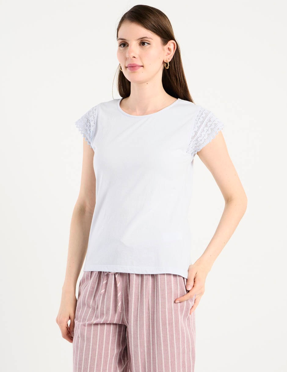 Playera manga corta cuello redondo para mujer Playera manga corta cuello redondo para mujer