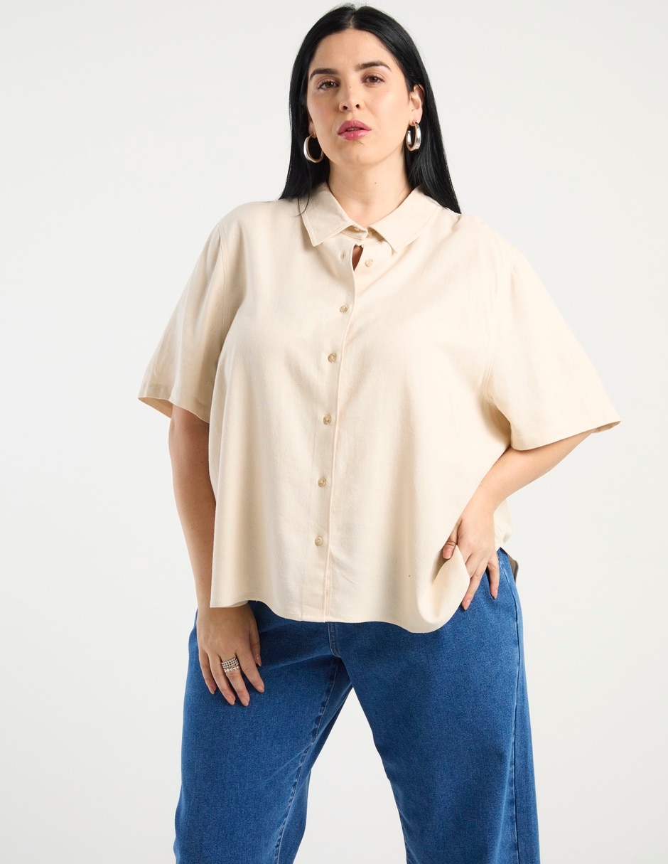 Blusa camisera manga corta para mujer 1