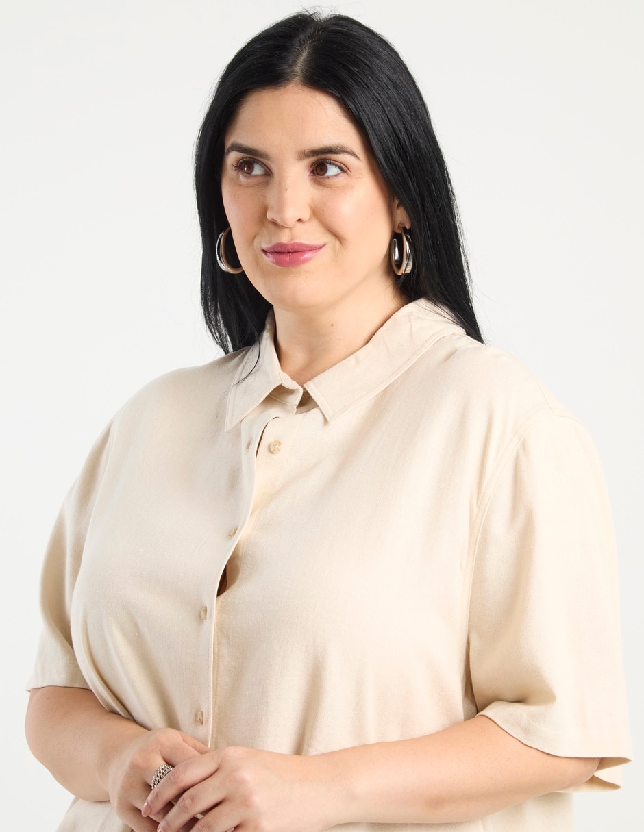 Blusa camisera manga corta para mujer 7