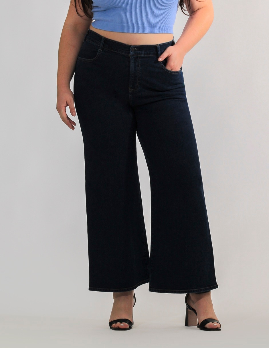 Jeans wide leg Oh Pomp corte cintura alta para mujer