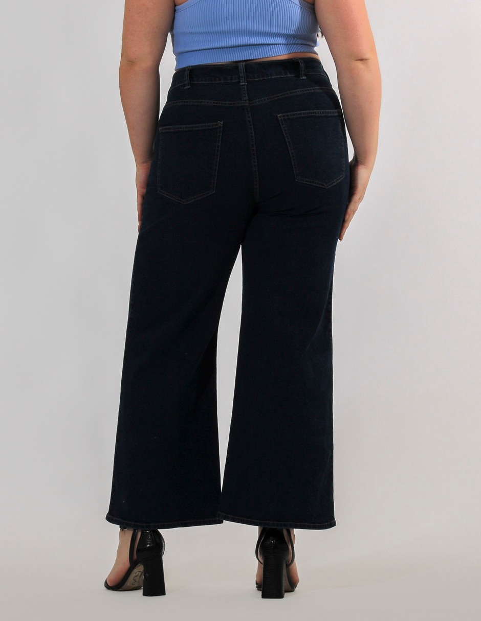 Jeans wide leg Oh Pomp corte cintura alta para mujer