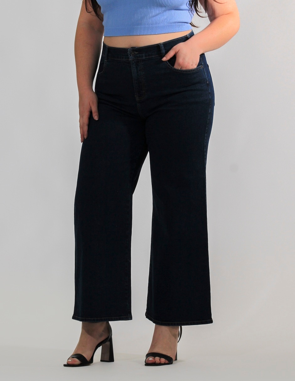 Jeans wide leg Oh Pomp corte cintura alta para mujer