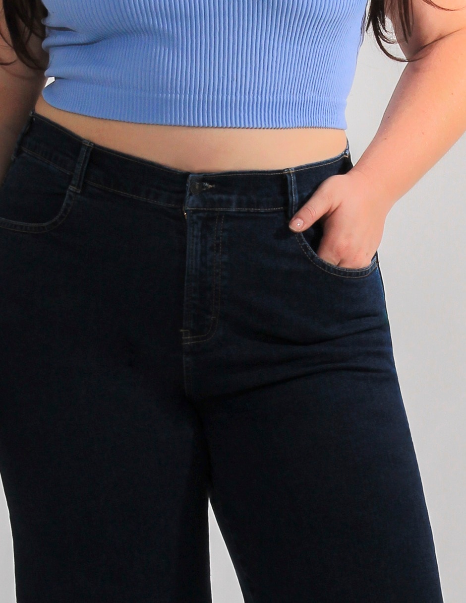 Jeans wide leg Oh Pomp corte cintura alta para mujer