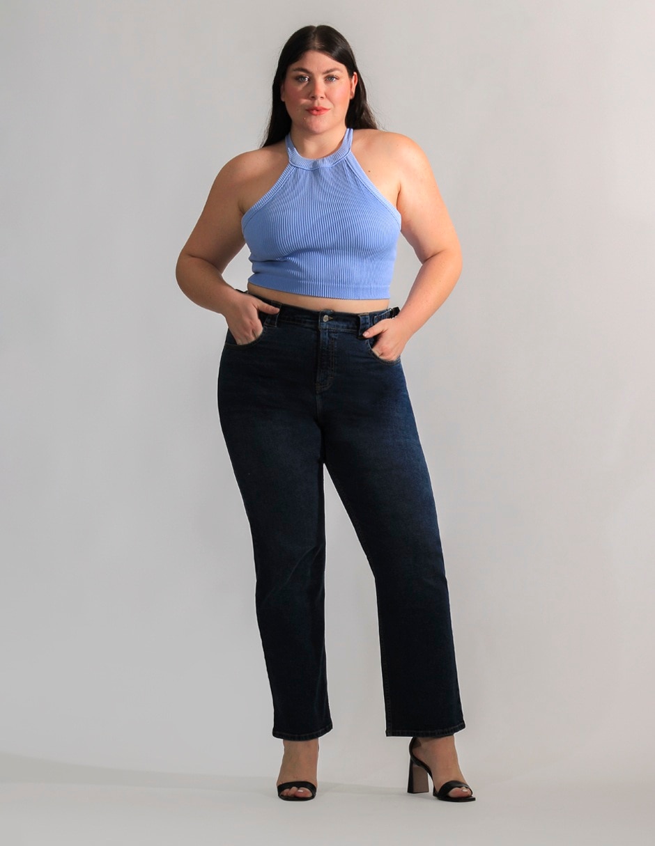 Jeans straight corte cintura alta para mujer 3