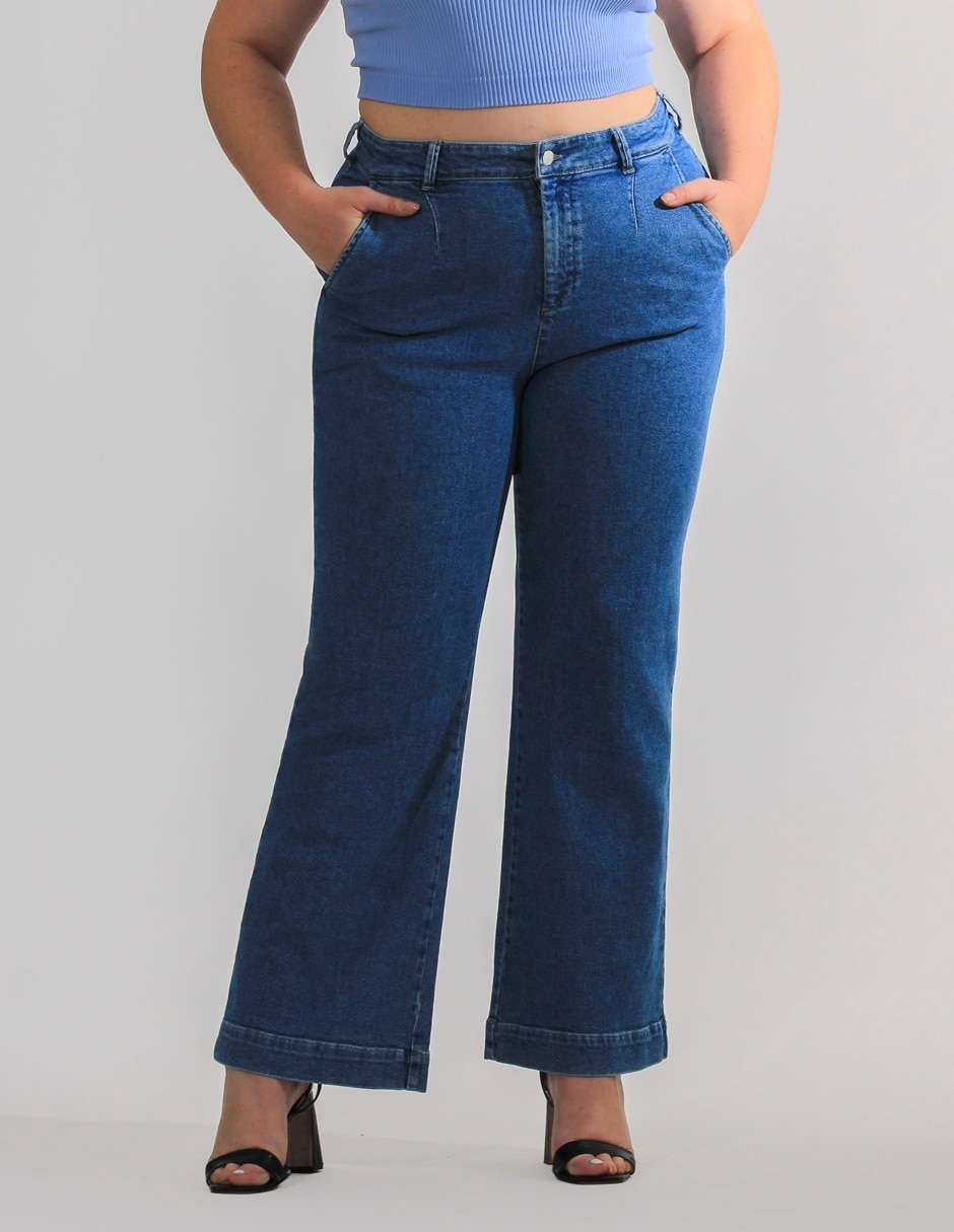 Jeans wide leg Oh Pomp corte cintura alta para mujer