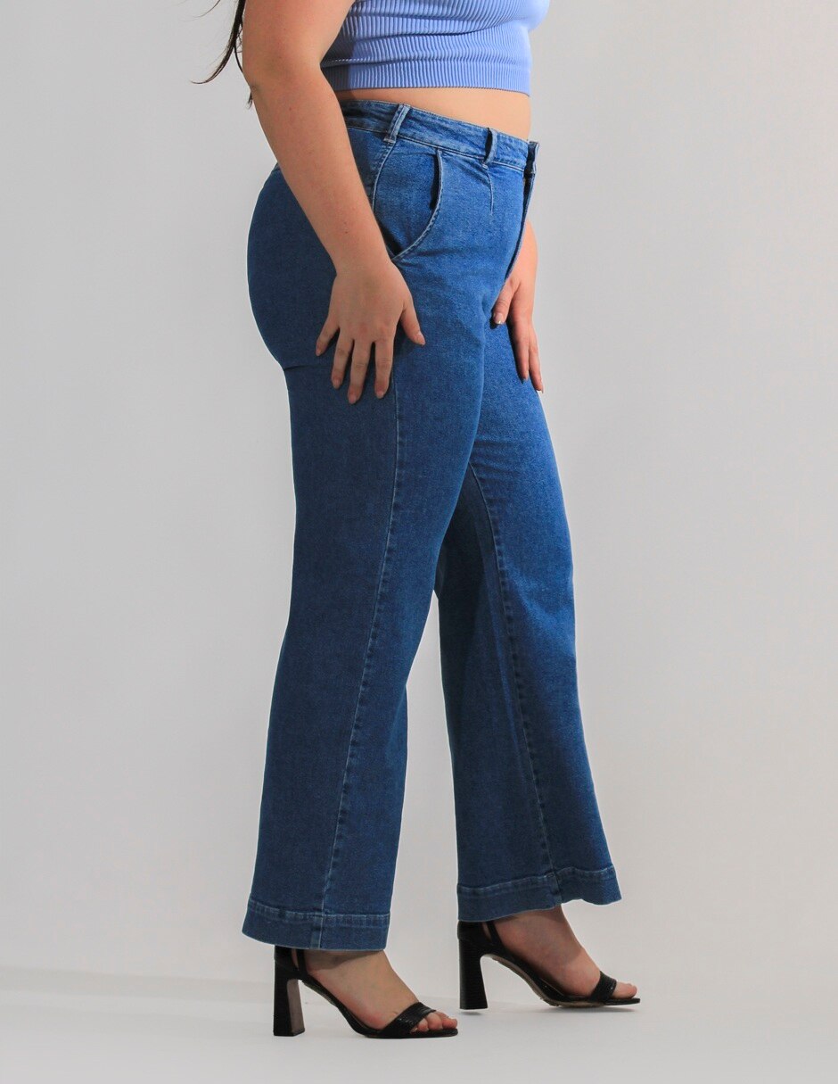 Jeans wide leg Oh Pomp corte cintura alta para mujer