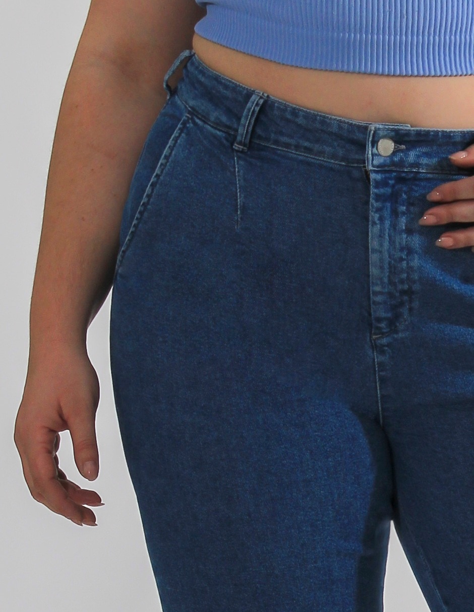 Jeans wide leg Oh Pomp corte cintura alta para mujer