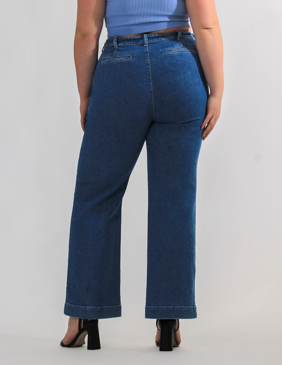 Jeans wide leg Oh Pomp corte cintura alta para mujer