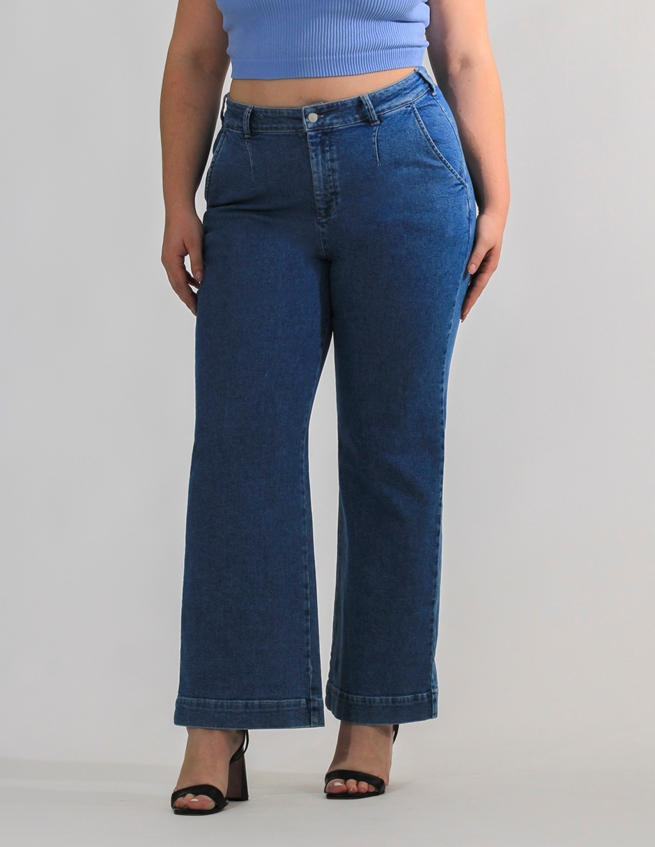 Jeans wide leg Oh Pomp corte cintura alta para mujer