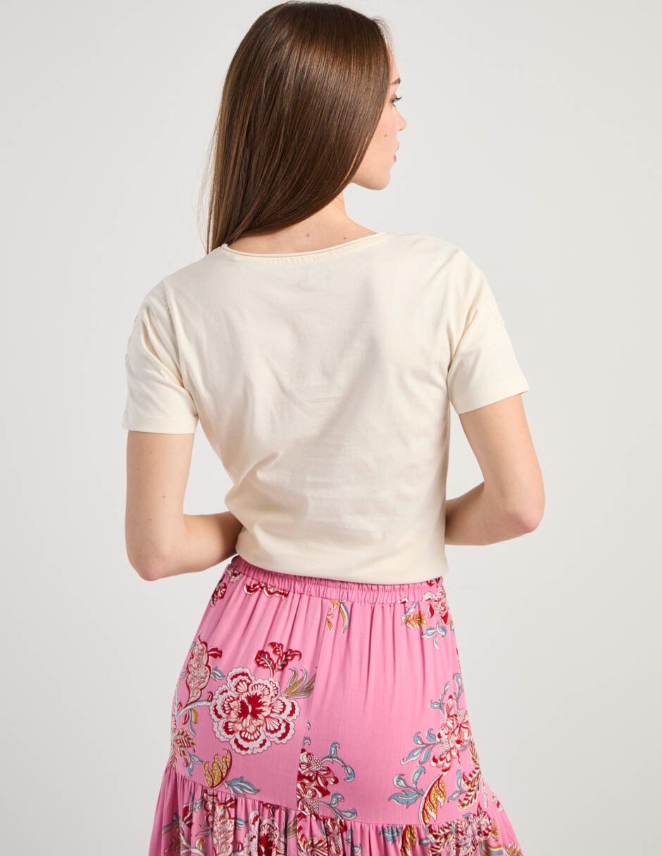 Playera manga corta cuello V para mujer 6