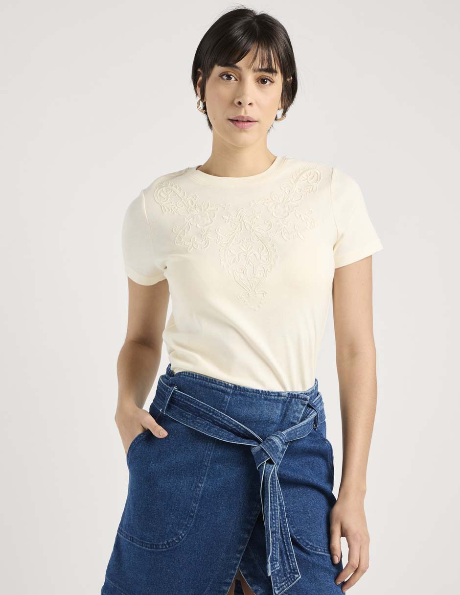 Playera manga corta cuello redondo para mujer Playera manga corta cuello redondo para mujer
