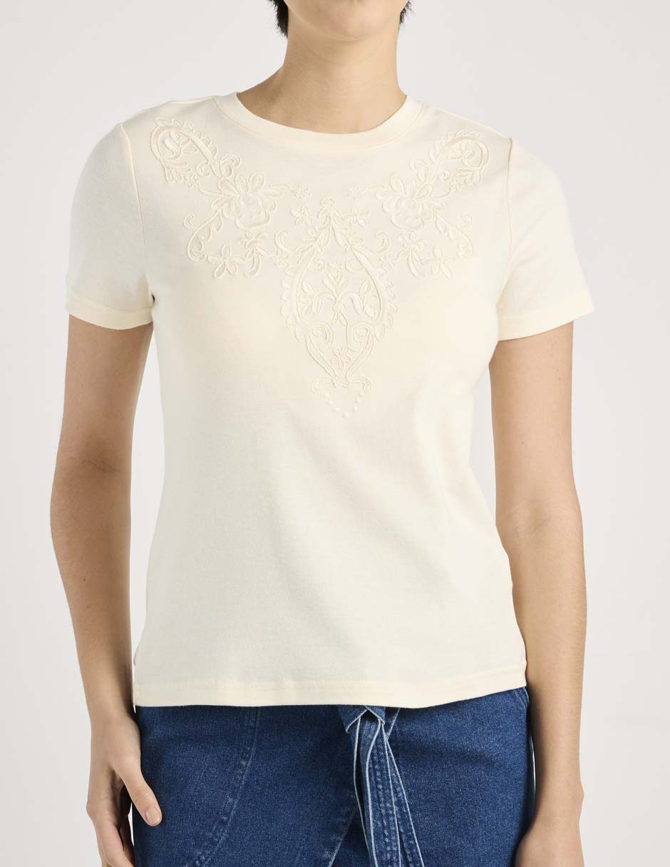 Playera manga corta cuello redondo para mujer 7