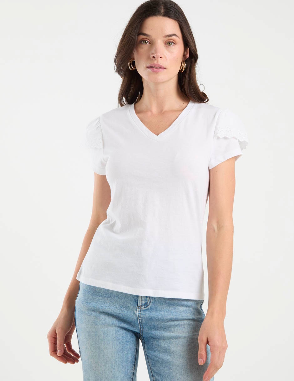 Playera manga corta cuello V para mujer Playera manga corta cuello V para mujer