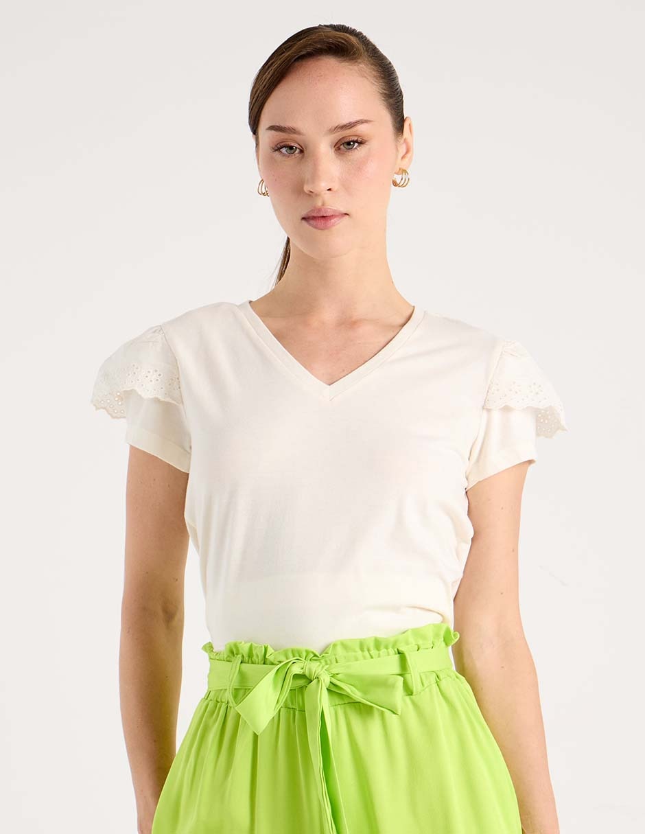Blusa manga corta cuello v para mujer Blusa manga corta cuello v para mujer