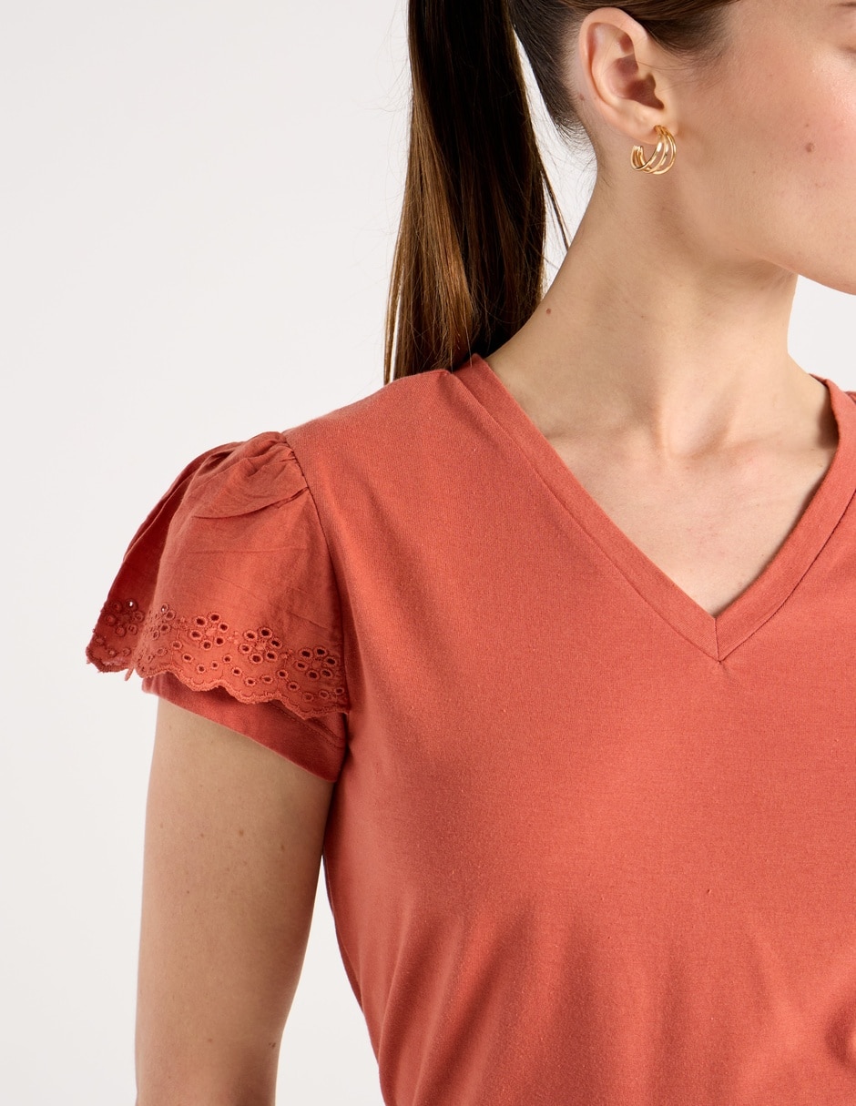 Playera manga corta cuello v mujer 22