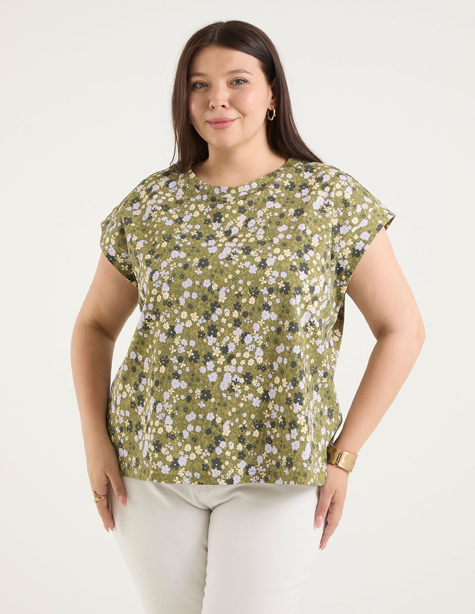 Playera manga corta cuello redondo para mujer Playera manga corta cuello redondo para mujer