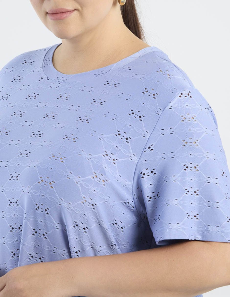 Playera manga corta Contempo Plus cuello redondo para mujer