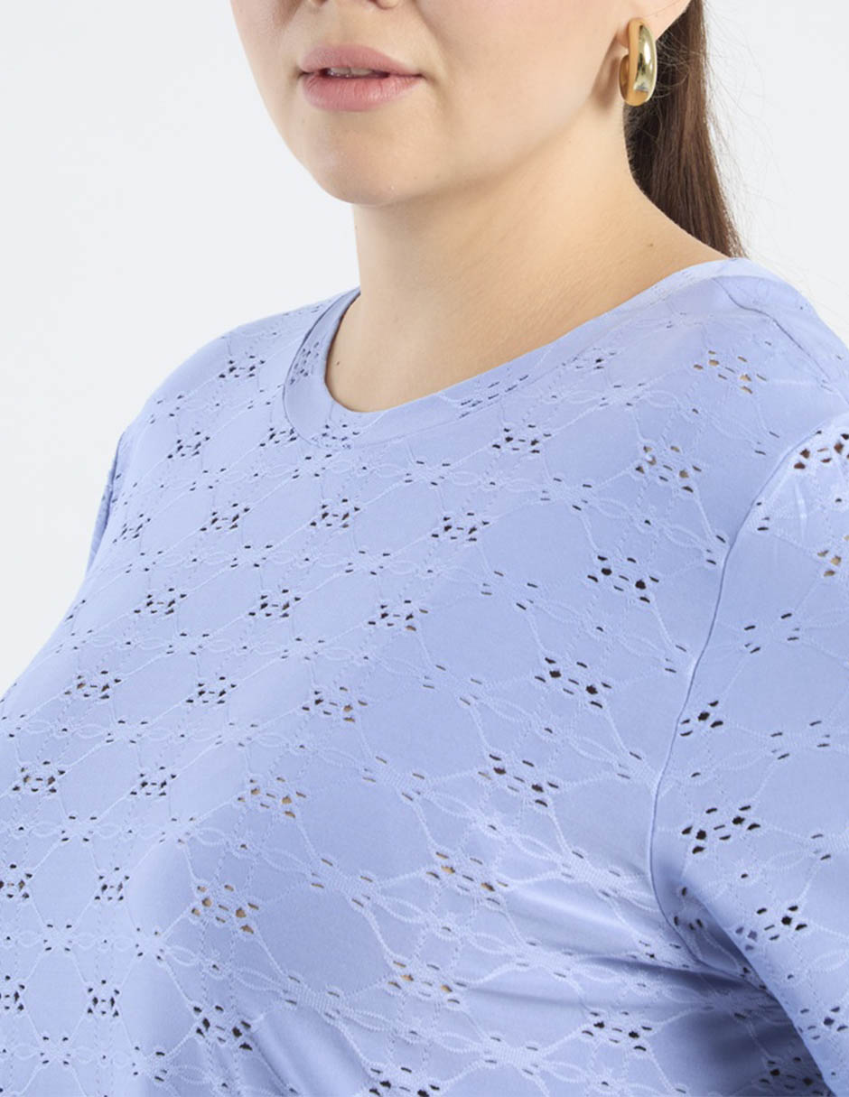 Playera manga corta Contempo Plus cuello redondo para mujer