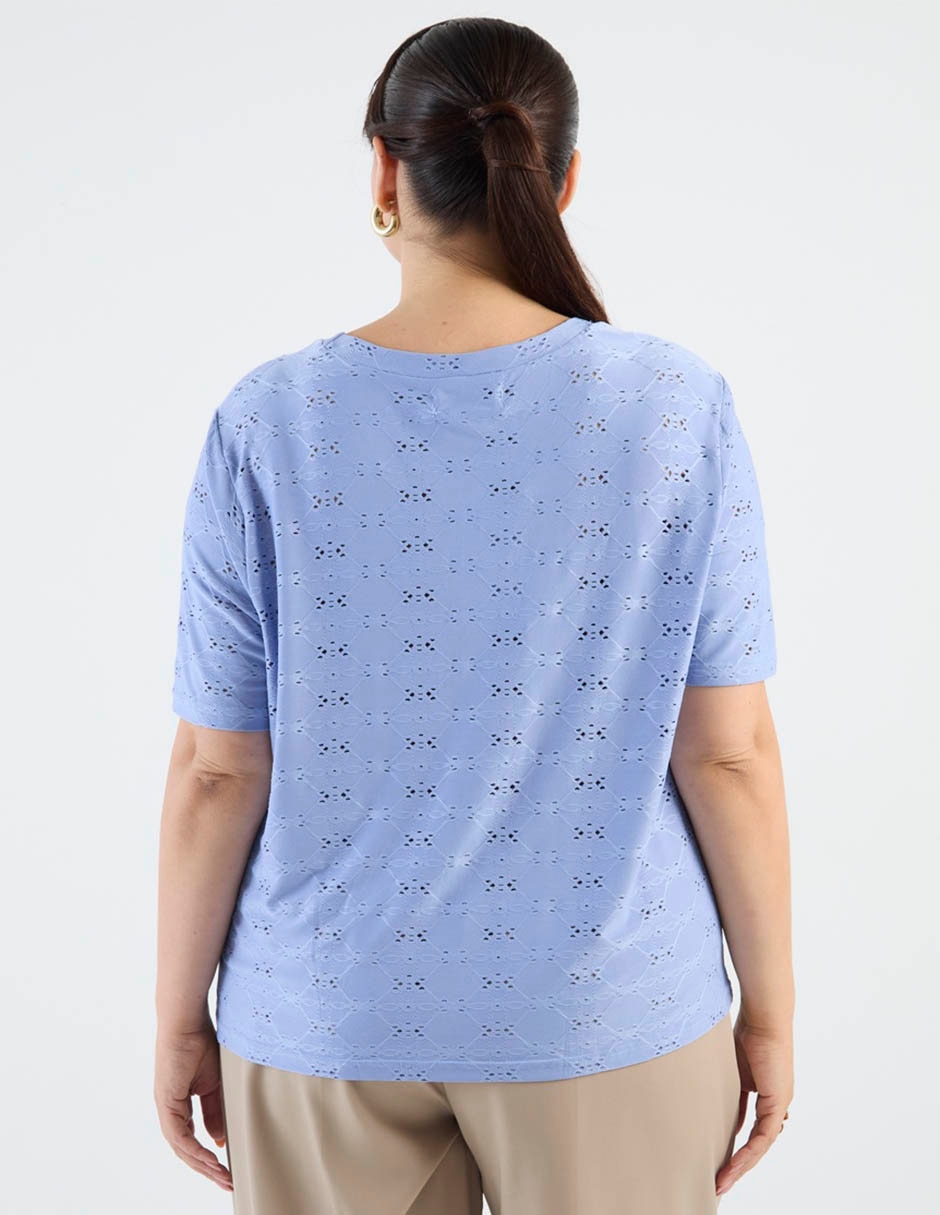 Playera manga corta Contempo Plus cuello redondo para mujer