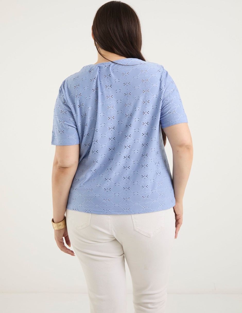 Playera manga corta Contempo Plus cuello redondo para mujer