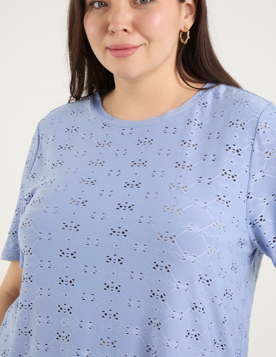 Playera manga corta Contempo Plus cuello redondo para mujer
