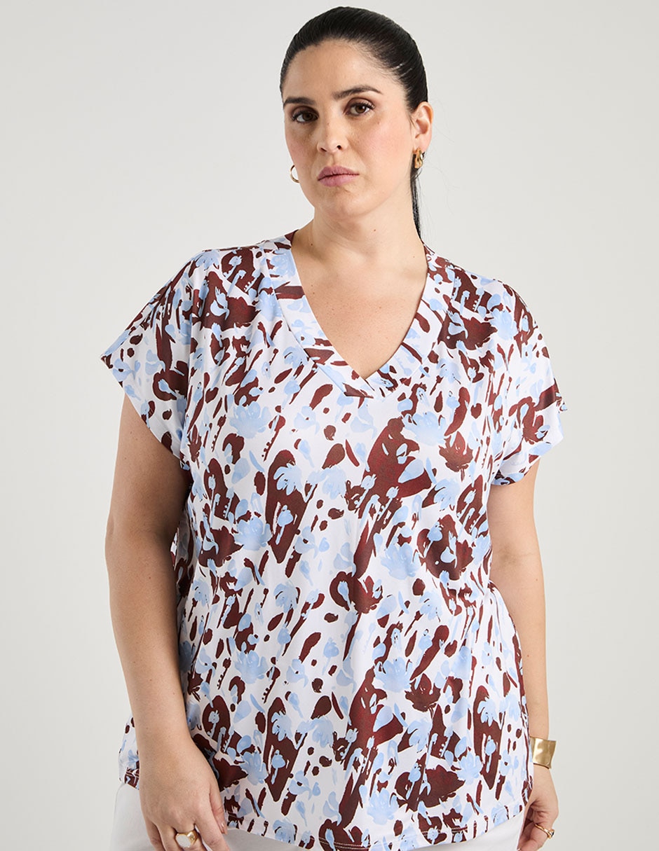 Blusa manga corta cuello v para mujer Blusa manga corta cuello v para mujer