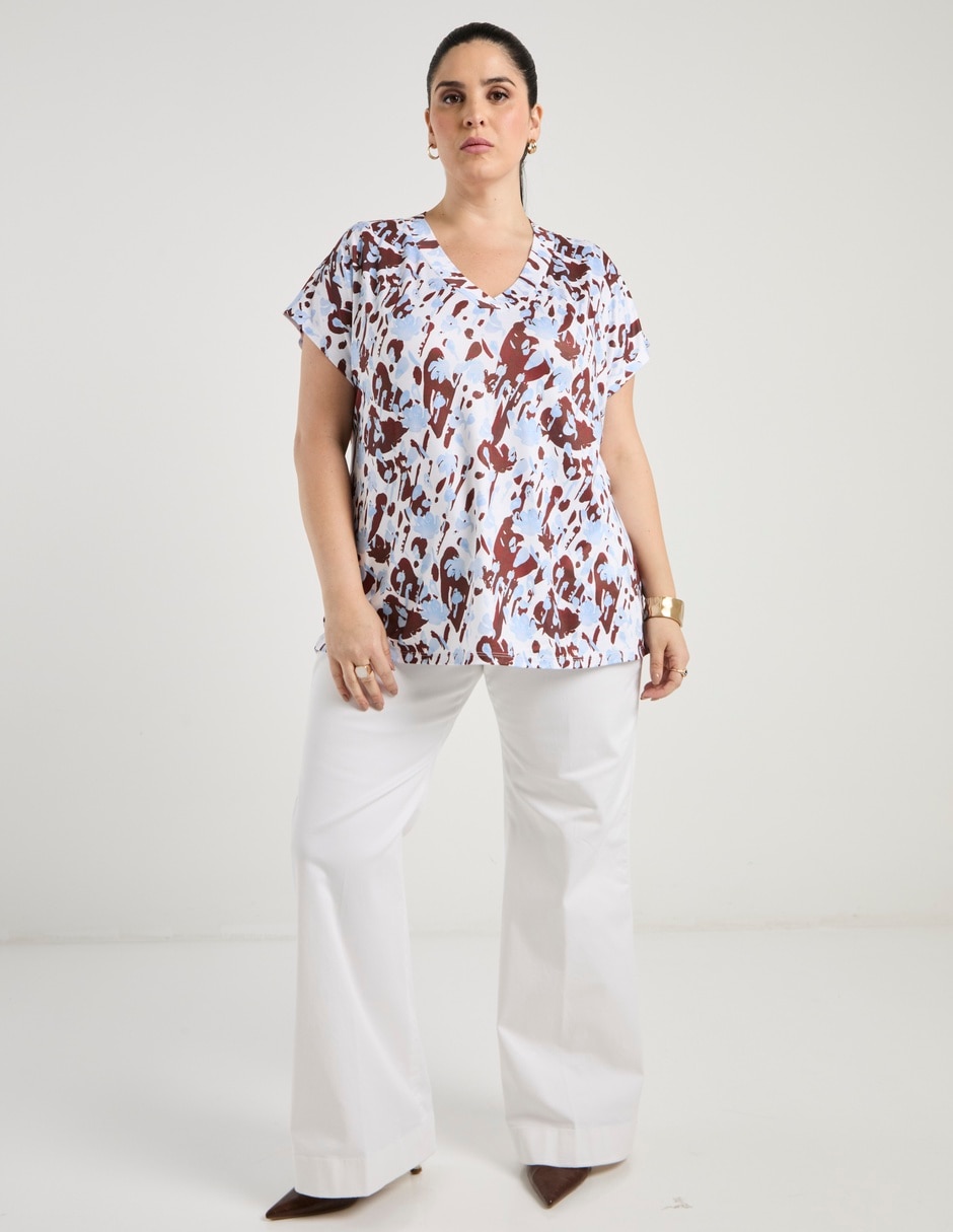 Blusa manga corta cuello v para mujer 3