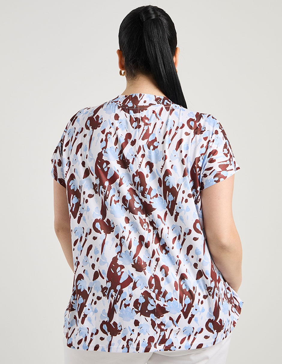 Blusa manga corta cuello v para mujer 6