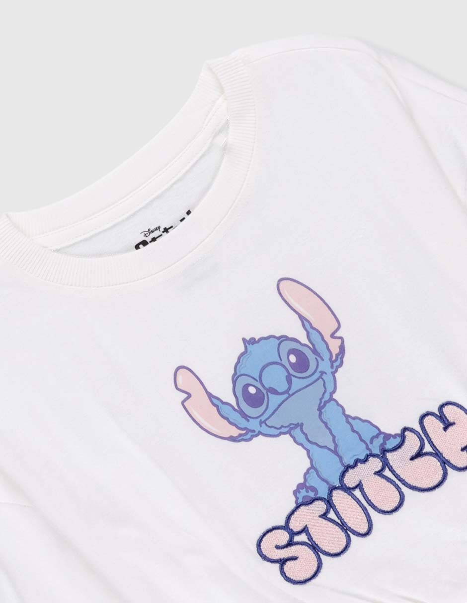 Playera Stitch manga corta para niña
