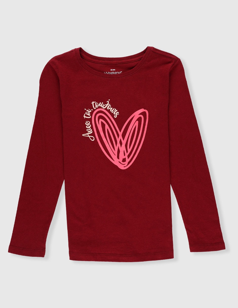 Playera Weekend manga larga para niña