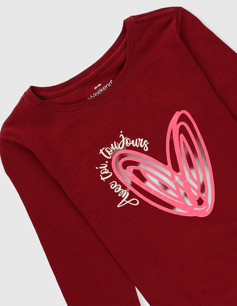 Playera Weekend manga larga para niña