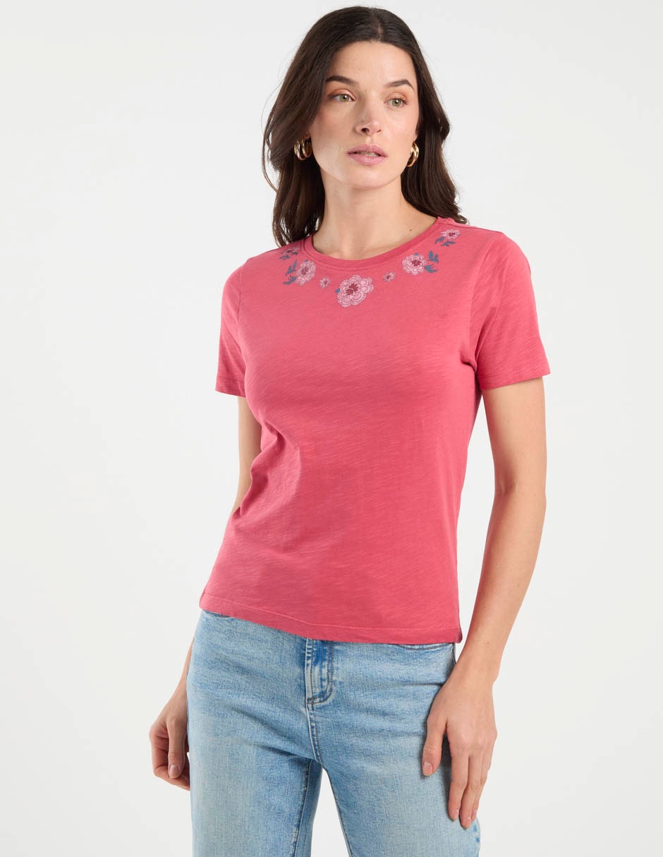 Playera manga corta cuello redondo para mujer Playera manga corta cuello redondo para mujer