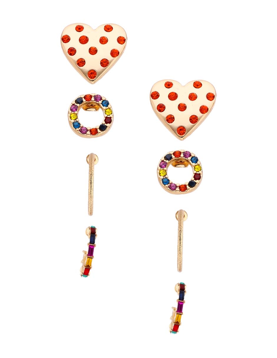 Set de aretes con acabado brillante