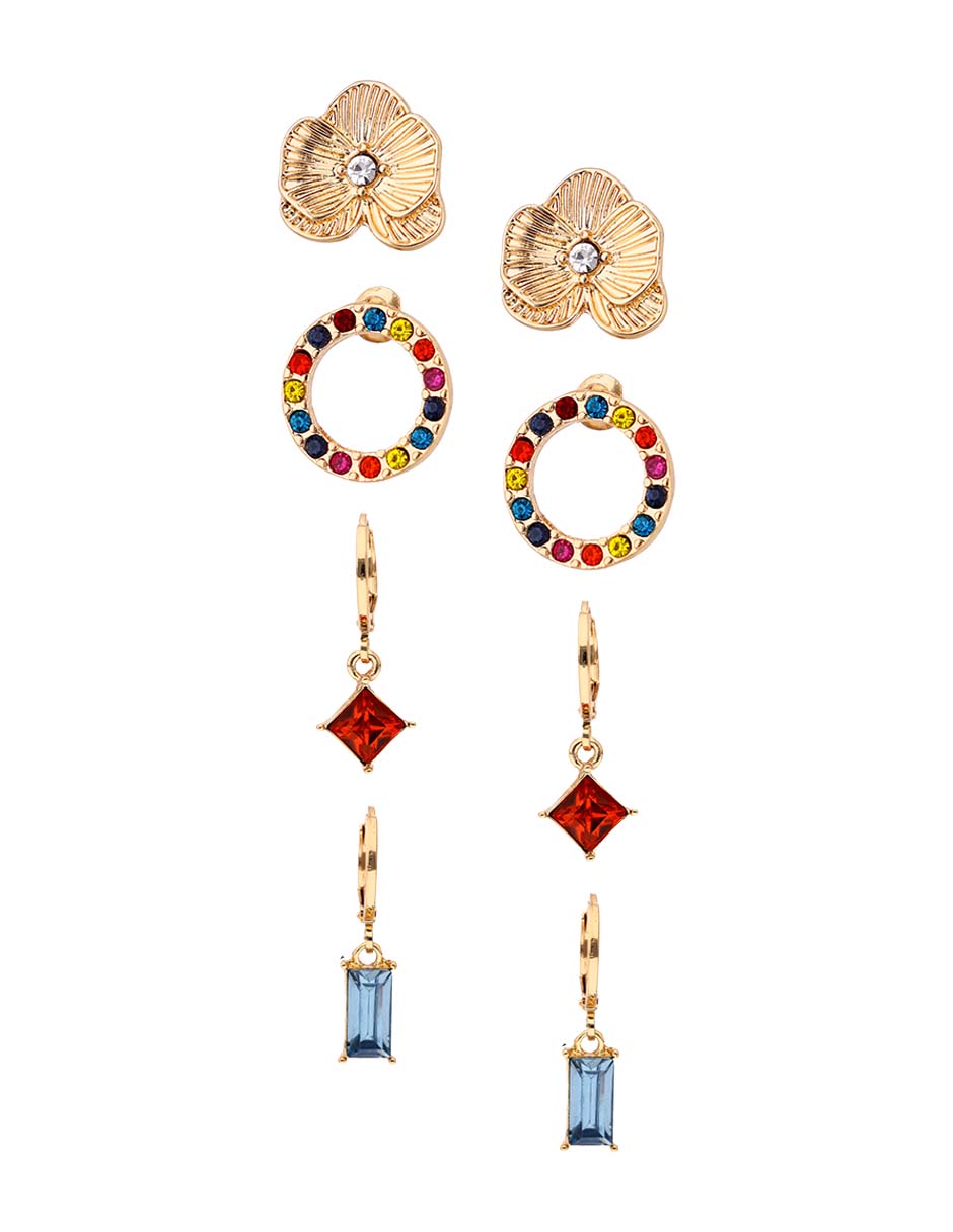 Set de aretes con acabado brillante