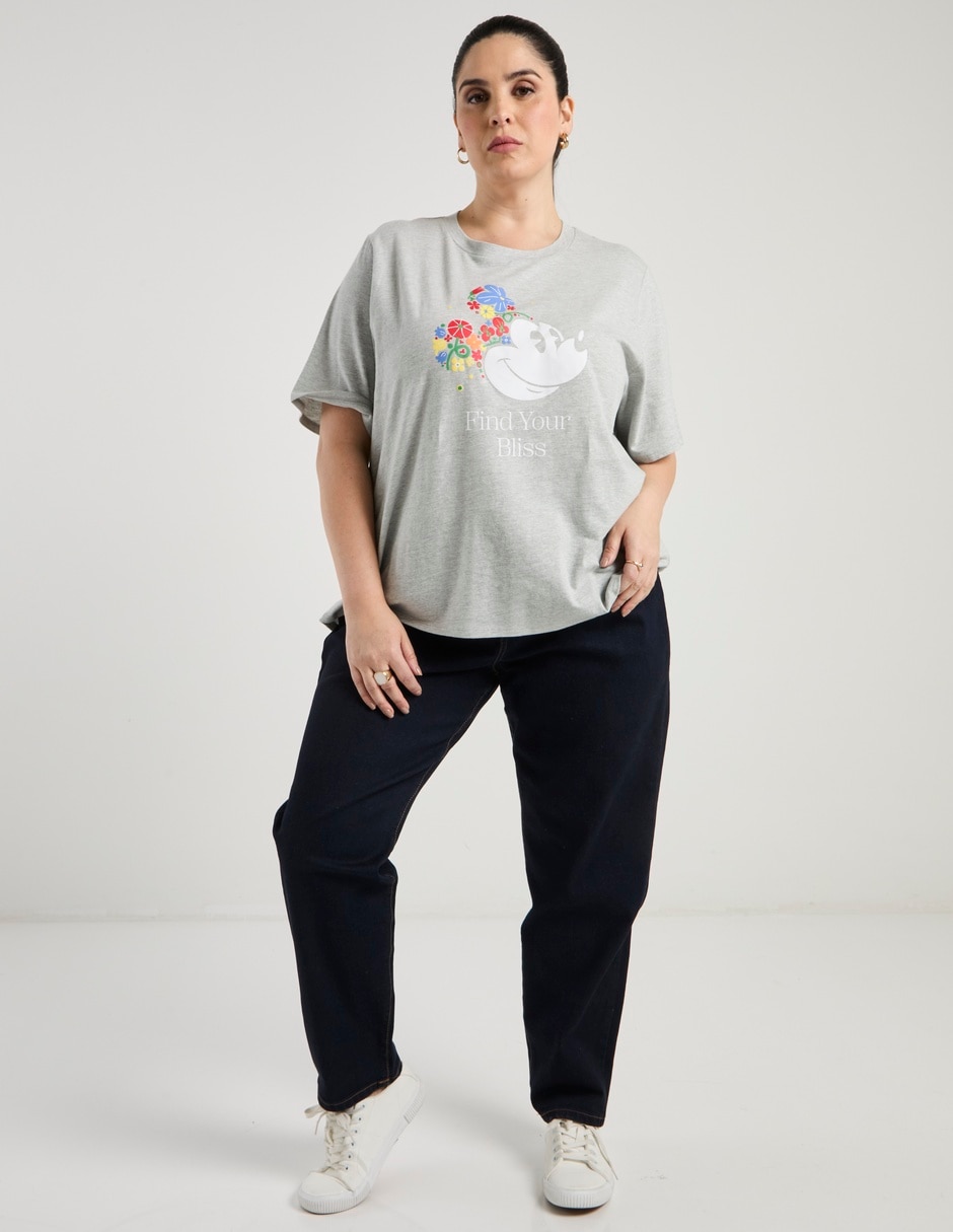 Playera manga al codo Mickey Mouse cuello redondo para mujer 3