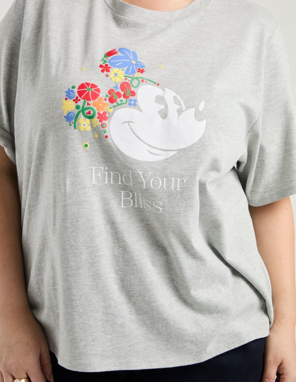 Playera manga al codo Mickey Mouse cuello redondo para mujer 4