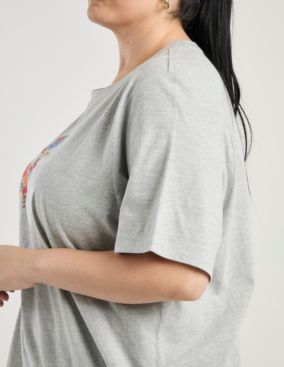 Playera manga al codo Mickey Mouse cuello redondo para mujer 5