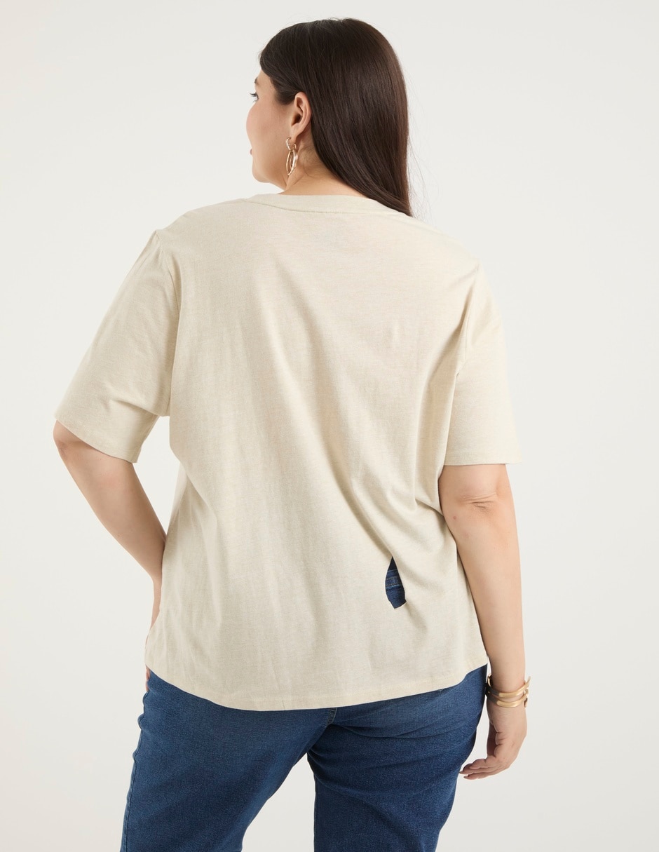 Playera manga al codo cuello redondo para mujer 2