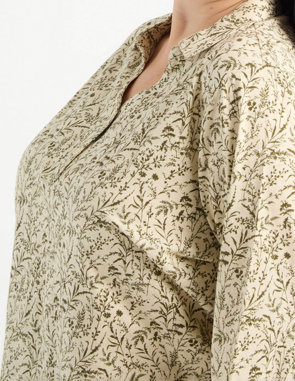 Blusa manga 3/4 cuello camisero para mujer 4