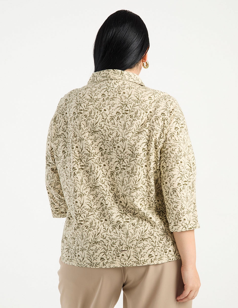 Blusa manga 3/4 cuello camisero para mujer 6