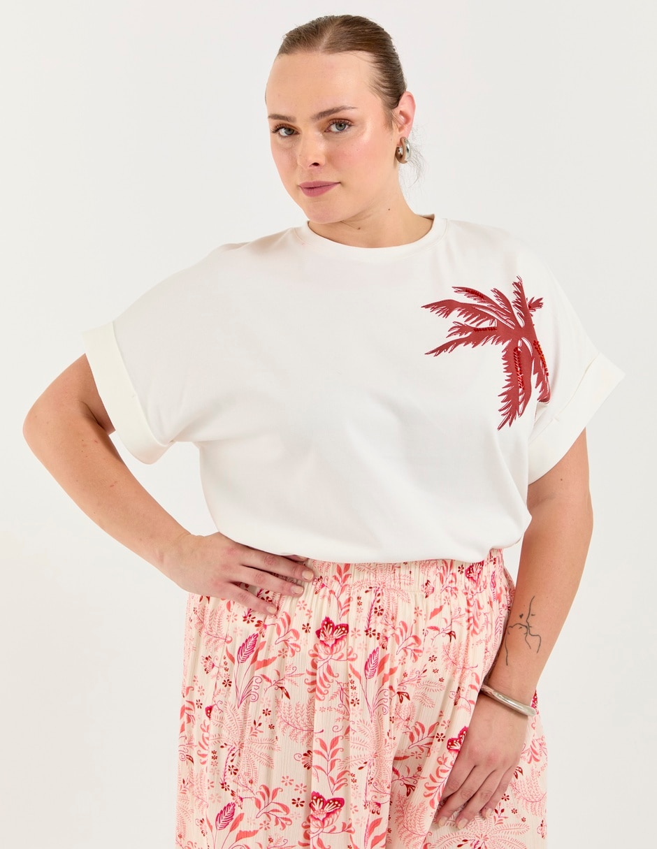 Playera manga corta cuello redondo para mujer Playera manga corta cuello redondo para mujer