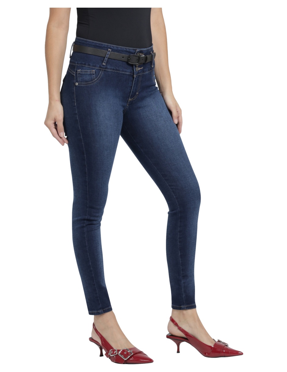 Jeans skinny corte cintura para mujer 2