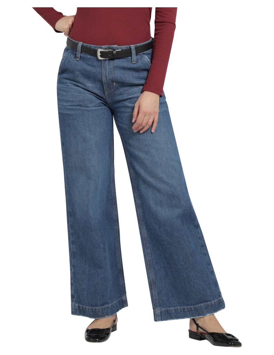 Jeans wode leg 112360472 corte cintura alta para mujer Jeans wode leg 112360472 corte cintura alta para mujer